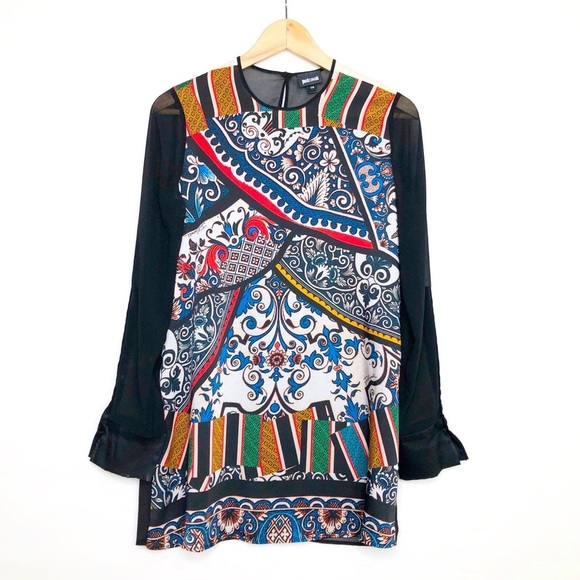 Just Cavalli graphic print, sheer tunic top - Picture 1 of 10